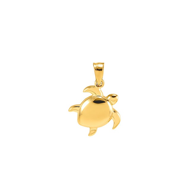 14k solid gold mini turtle pendant