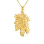 14k solid gold jesus head pendant on 18" solid gold chain