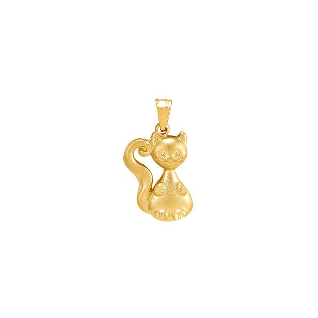 14k solid gold Sitting Cat pendant