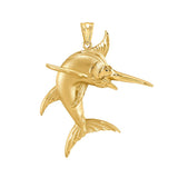 14k solid gold sword fish pendant