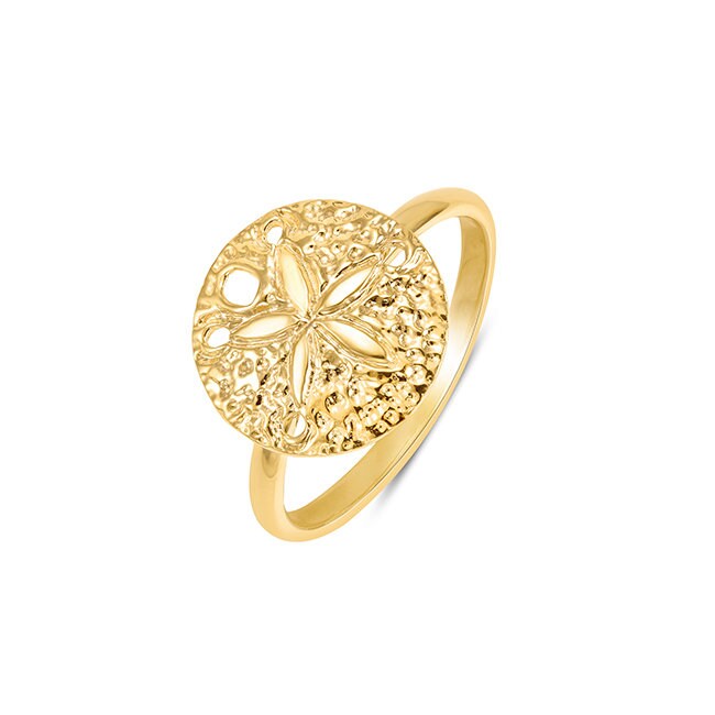 14k solid gold sand dollar ring
