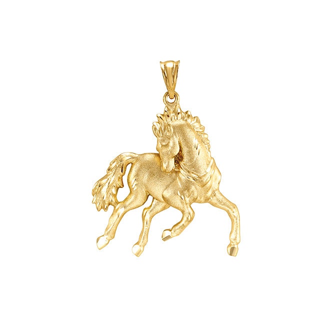 14k Large prancing horse pendant