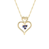 14k solid gold genuine stone heart pendant on 18" solid gold chain