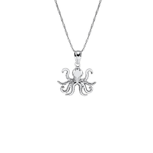 14k solid gold octopus pendant on 18" solid gold chain