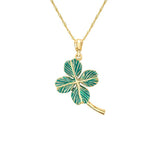 14k solid gold Enameled Irish Clover pendant on 18" solid gold chain