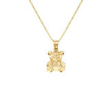 14k solid gold teddy bear pendant on solid gold 18" chain