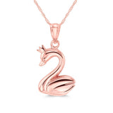 14k solid gold Swan Pendant with crown on 18" gold chain.
