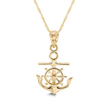 14k solid gold anchor pendant on 18" solid gold chain