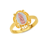 14k solid tricolor gold Our Lady Of Guadalupe ring