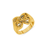 14k solid gold theater ring, comedy and tragedy ring