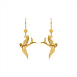 14k solid gold dove lever back earrings