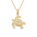 14k solid gold turtle pendant on 18" solid gold chain