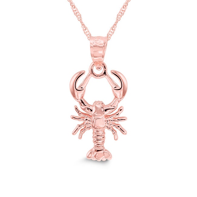 14k solid gold lobster pendant on 18" solid gold chain
