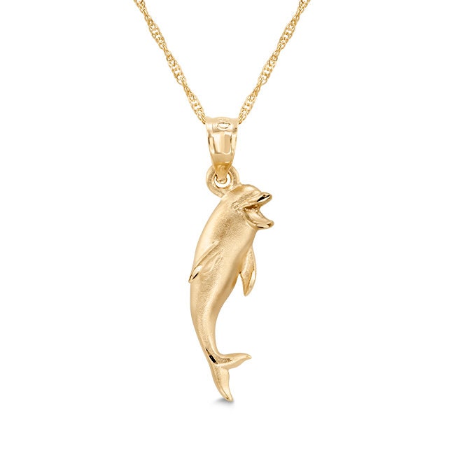 14k solid gold dolphin necklace
