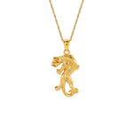 14k solid gold panther pendant on 18" solid gold chain