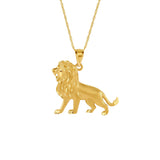 14k solid gold lion pendant on 18" solid gold chain