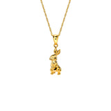 14k solid gold Easter Bunny pendant on 18" solid gold chain