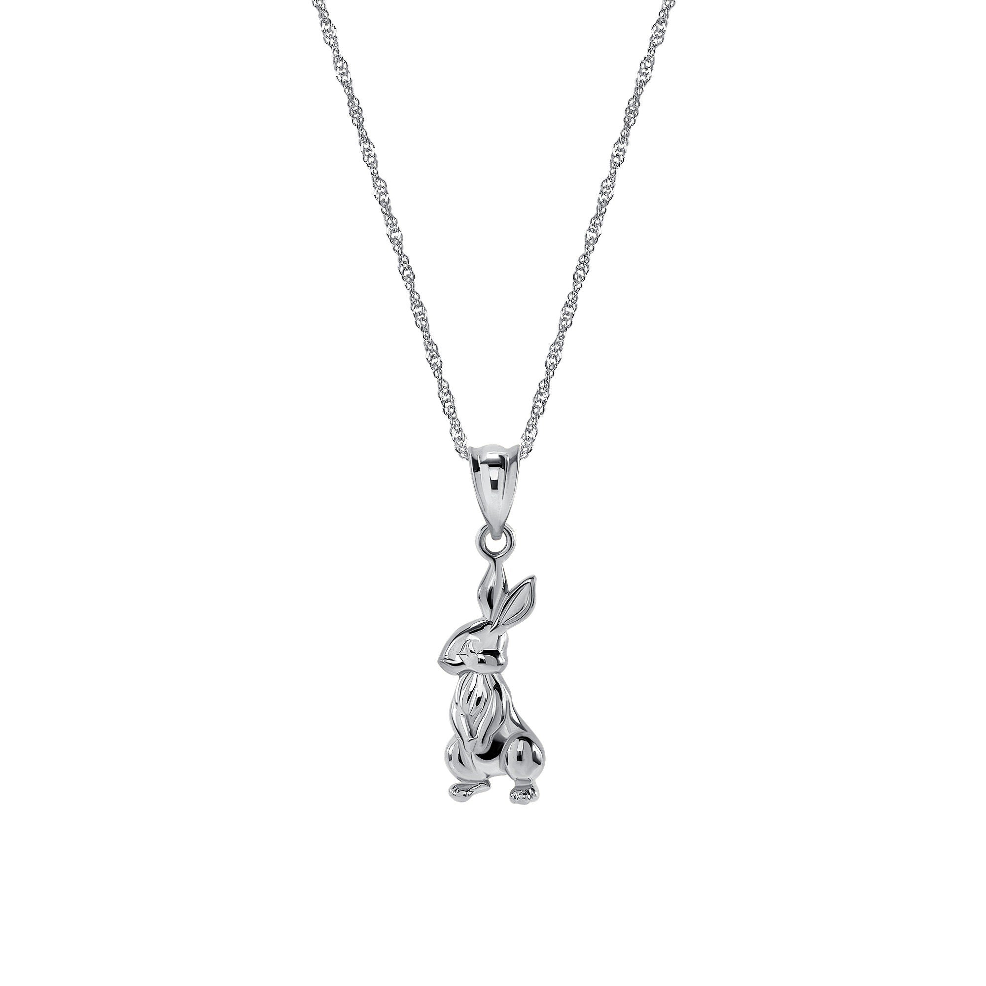 14k solid gold Easter Bunny pendant on 18" solid gold chain
