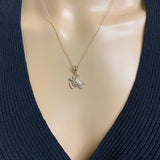 14k solid gold turtle pendant on 18" solid gold chain