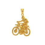 14k solid yellow gold Motorcycle Rider Pendant