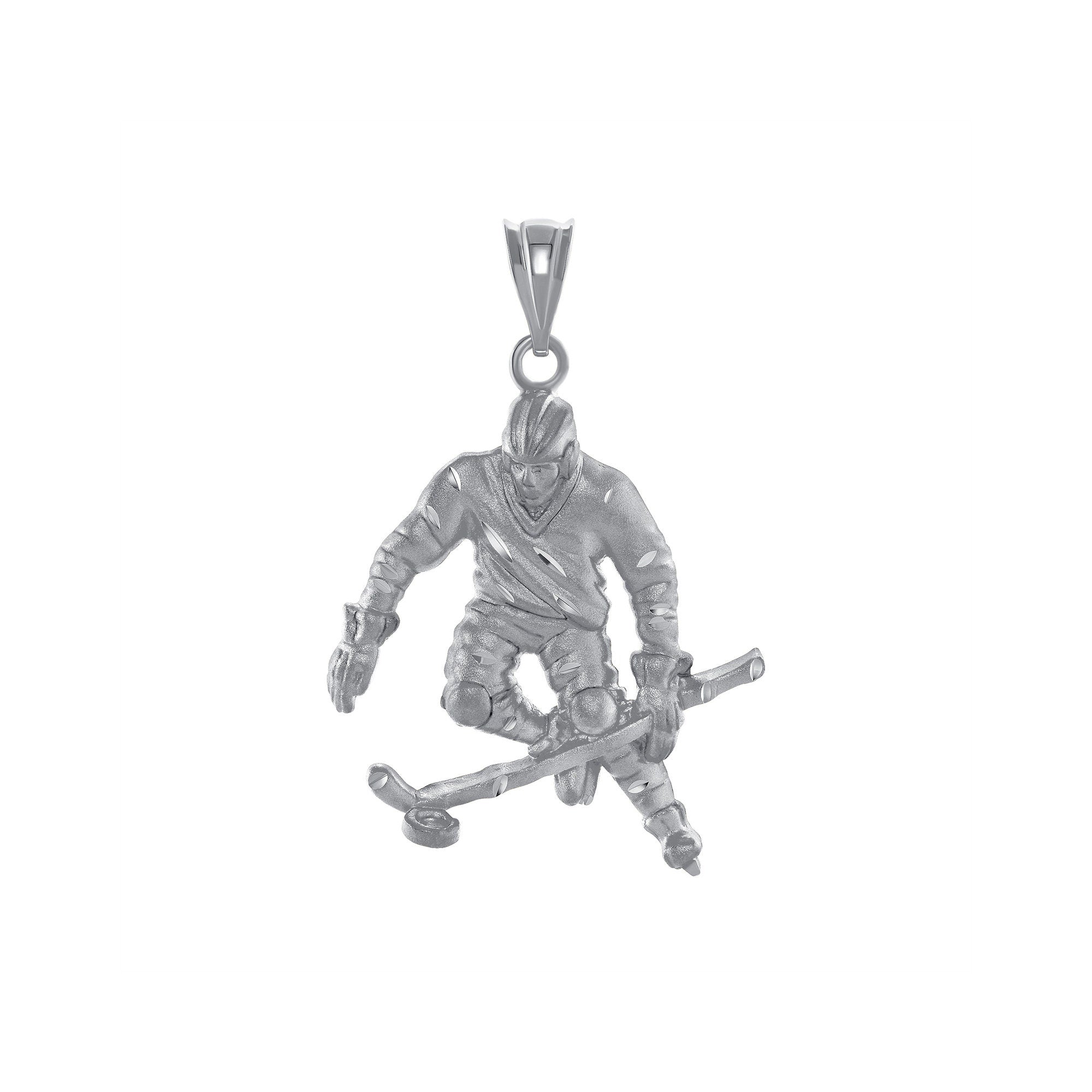 14k solid gold hockey player pendant