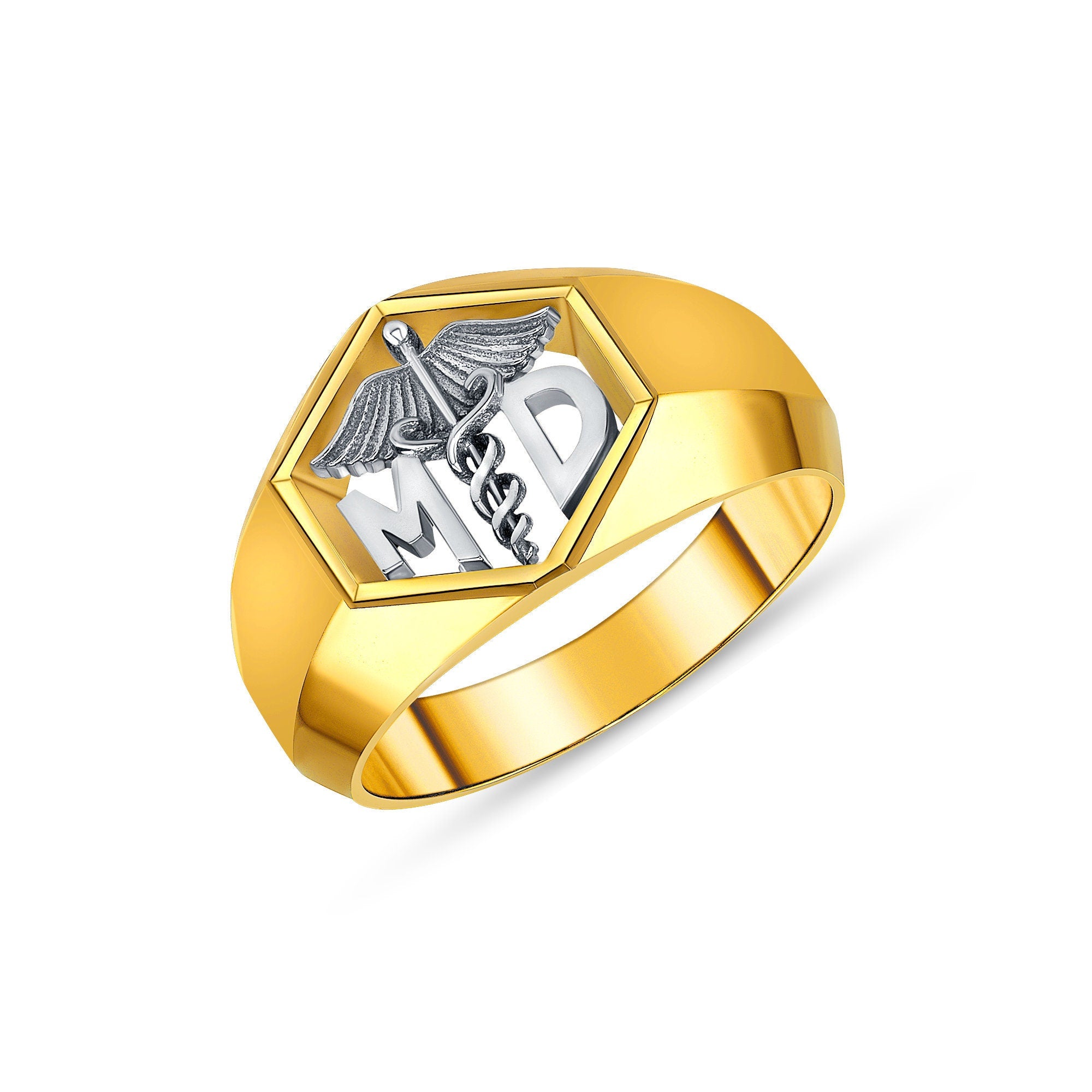 14k solid yellow and white gold Men's MD ring