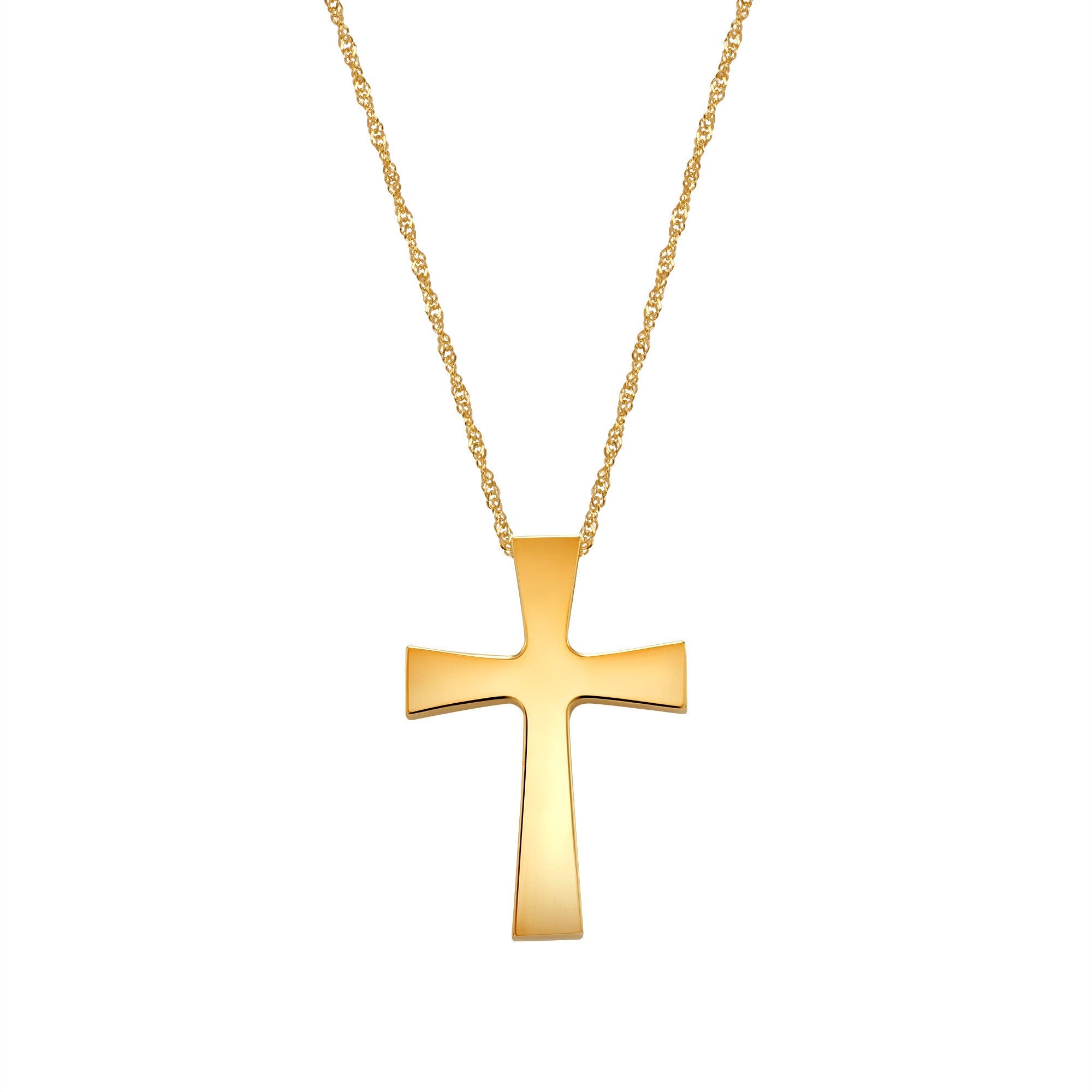 14k solid gold high polish cross with solid gold 18" chain
