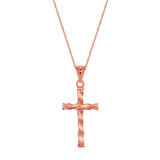 14K Gold Twisted Cross Necklace