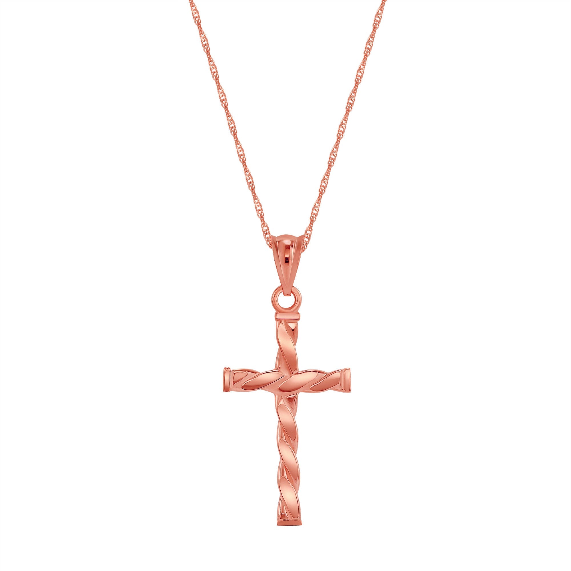 14K Gold Twisted Cross Necklace