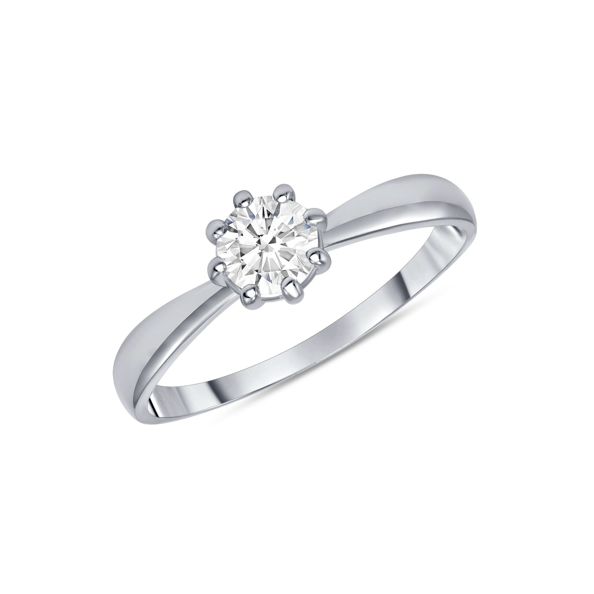14k solid white gold diamond solitaire ring