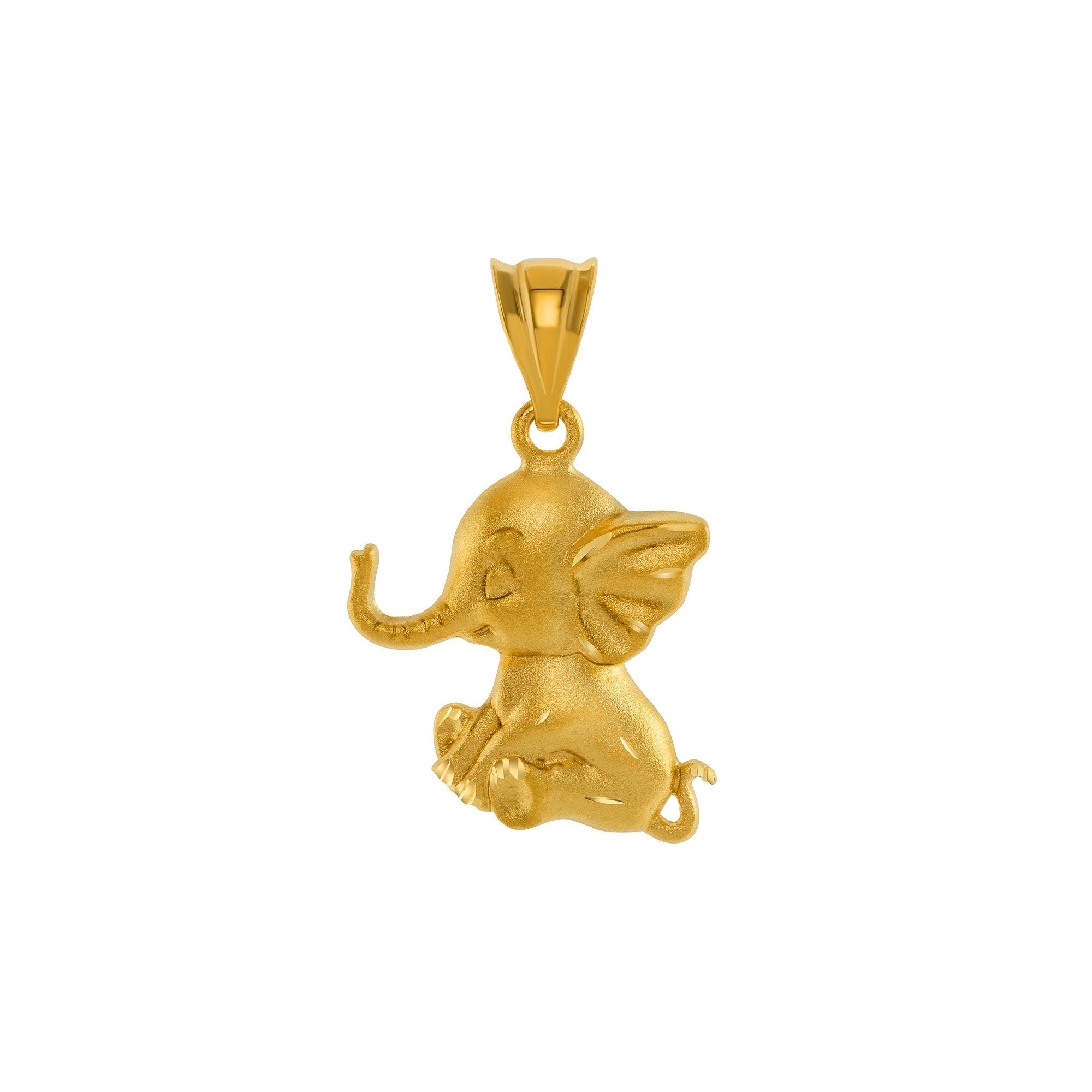 14k solid gold cute elephant pendant