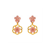 14k solid gold Two Tone Plumeria flower earrings