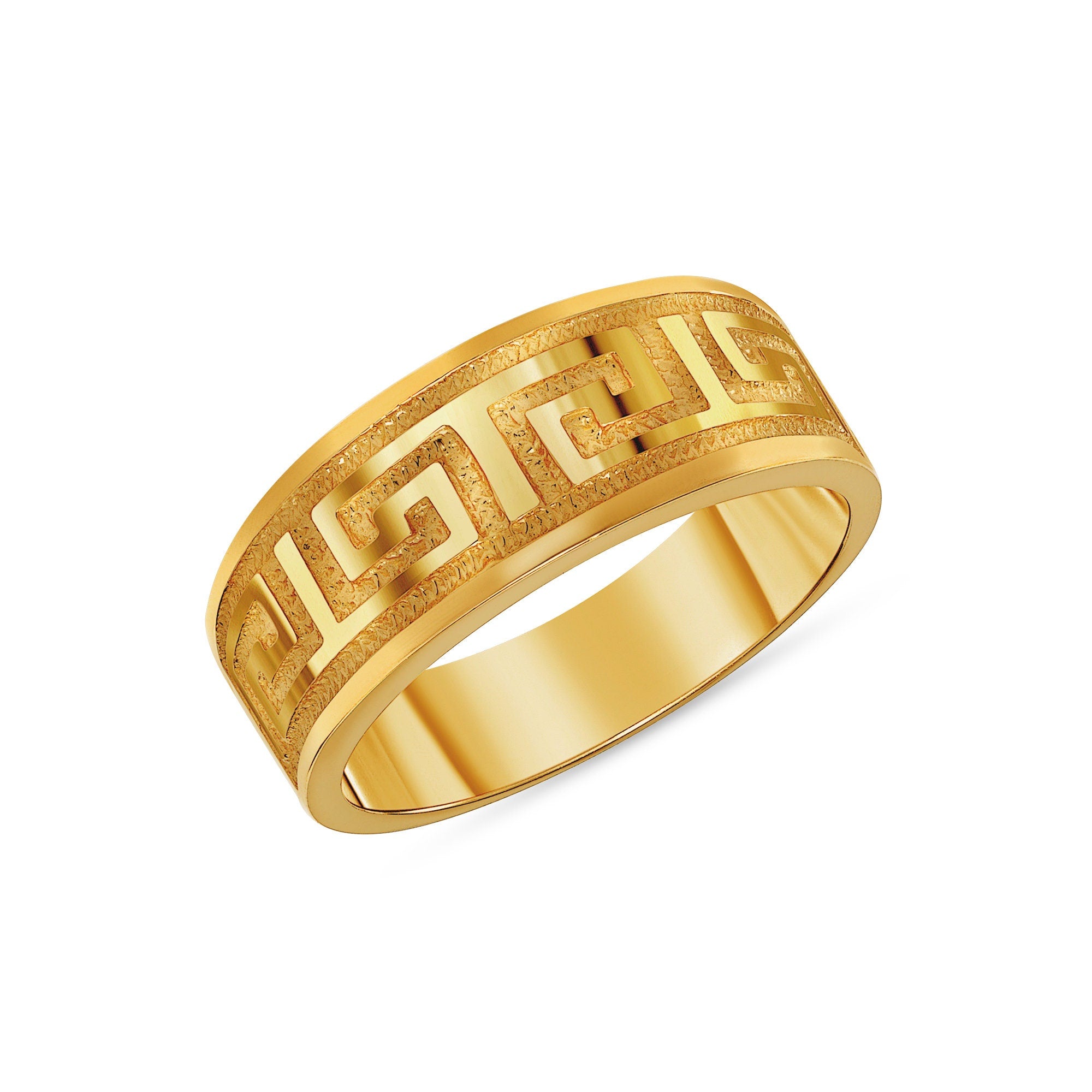14k solid Gold Greek Key design Ring