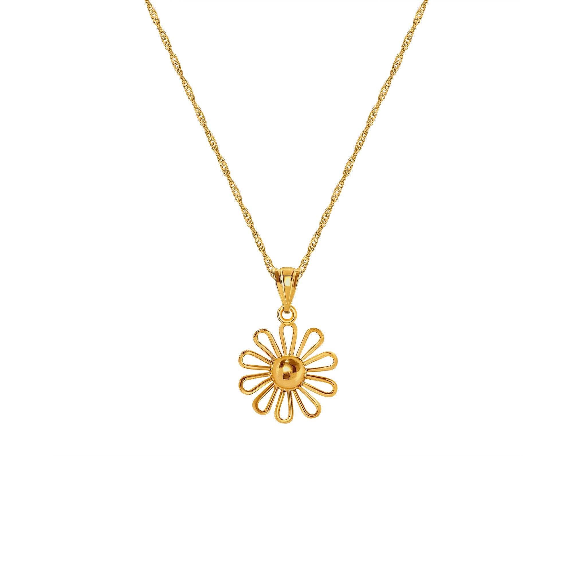 14k solid gold Daisy Flower 18" necklace