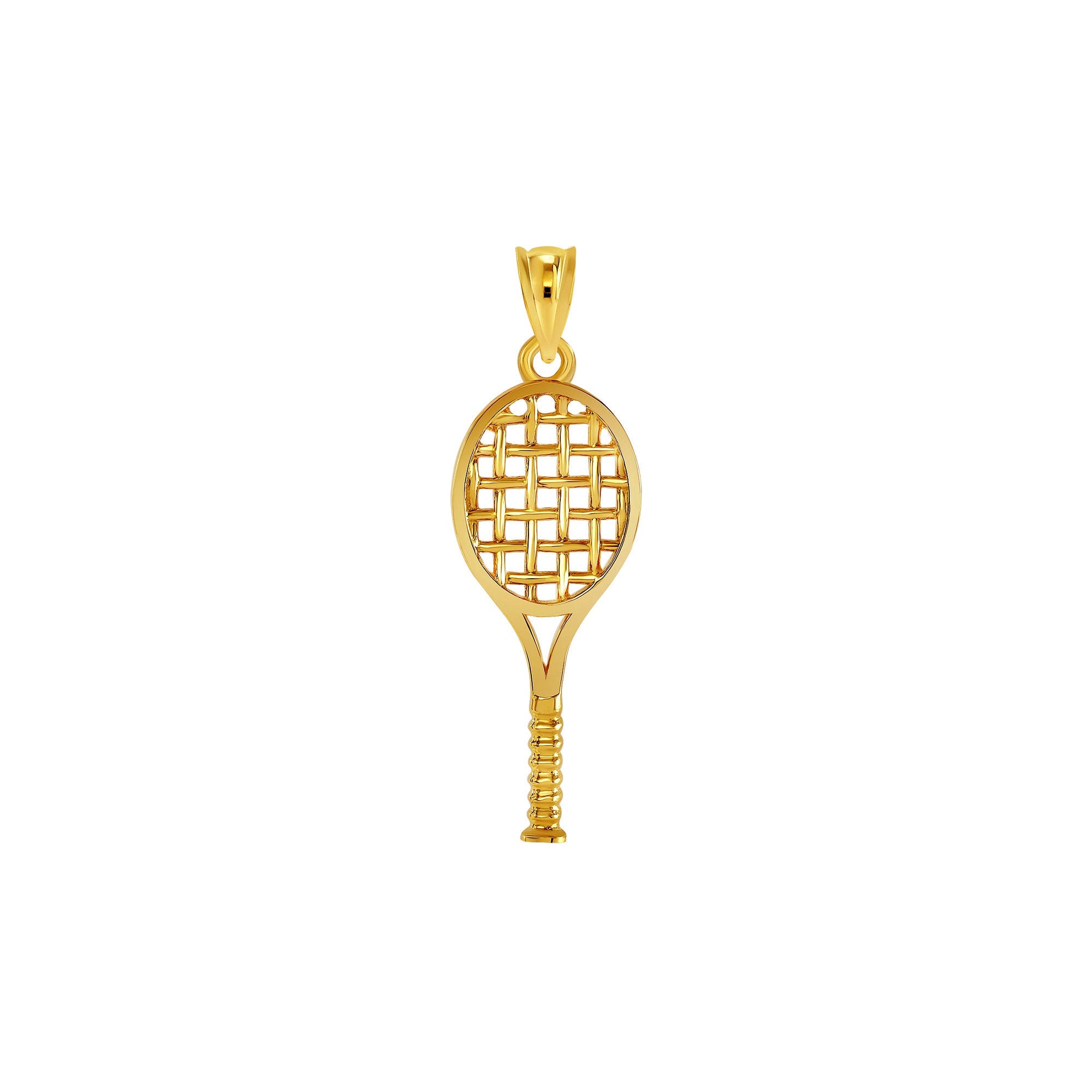 14k solid gold Tennis Racket pendant