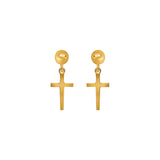 14k solid gold cross post earrings