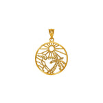 14k solid gold Sunset pendant with Palm Tree