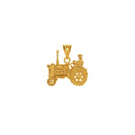 14k solid gold tractor pendant