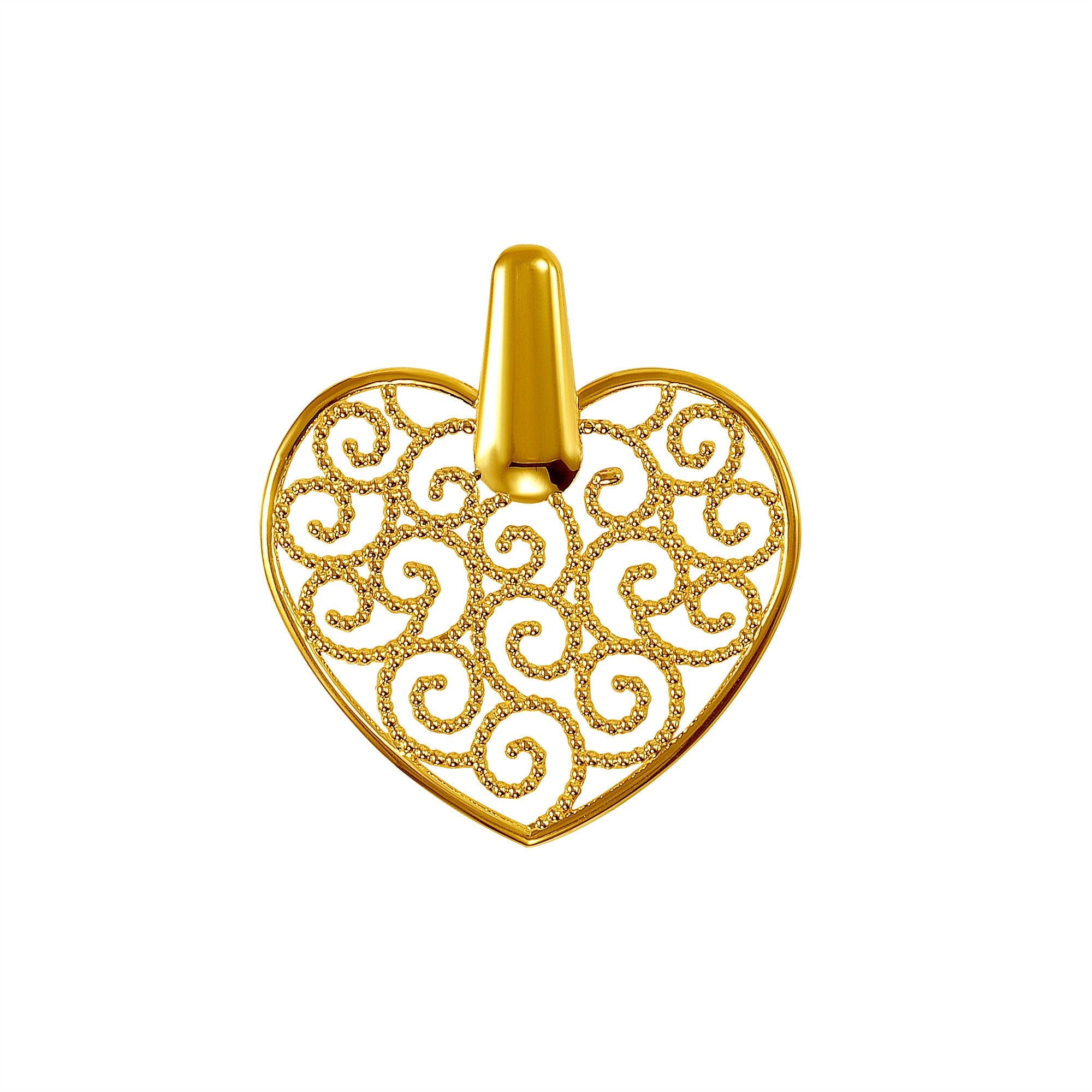 14k solid gold filigree Heart Pendant