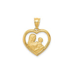 14k solid gold Mom and Baby in Heart Pendant
