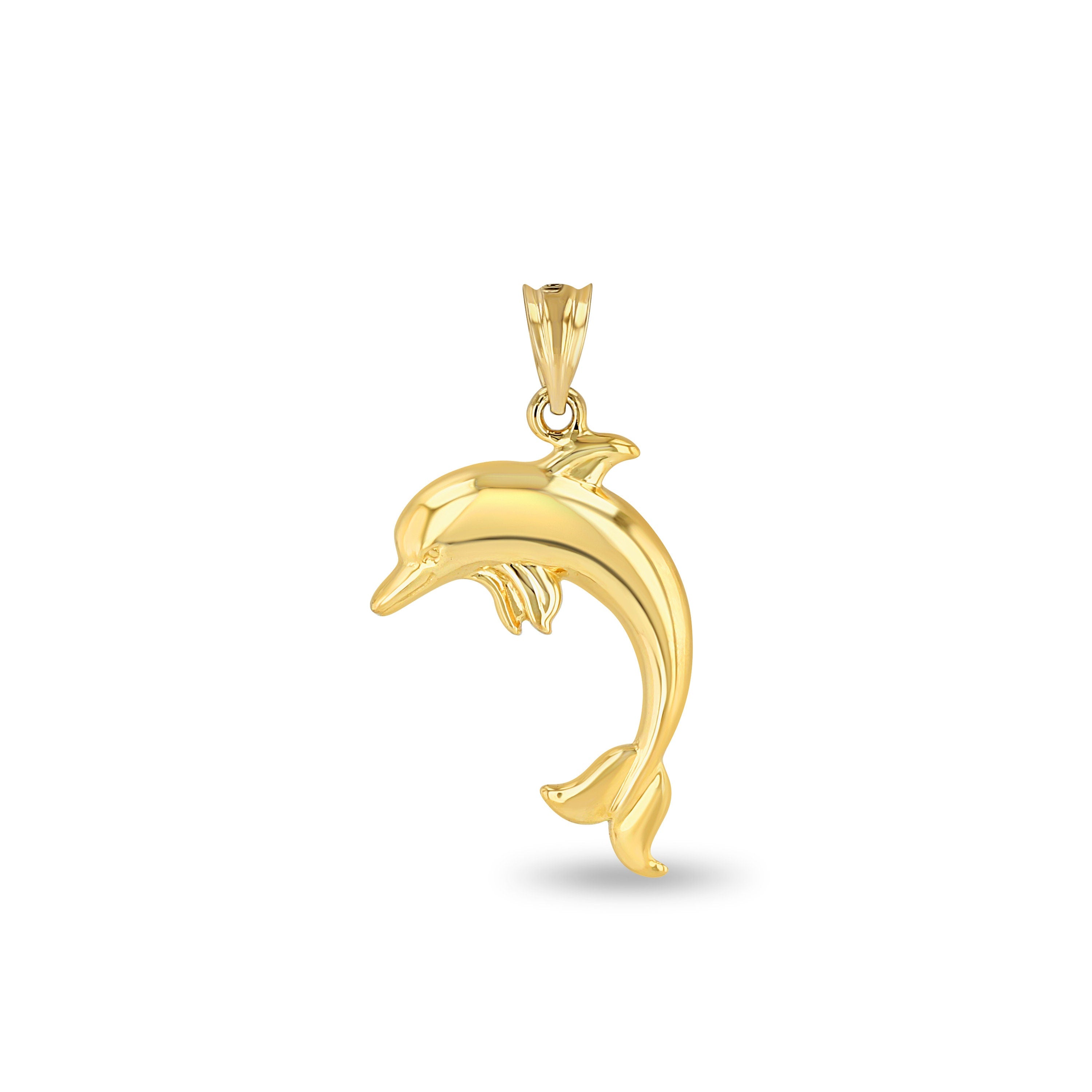 14k solid gold Dolphin pendant