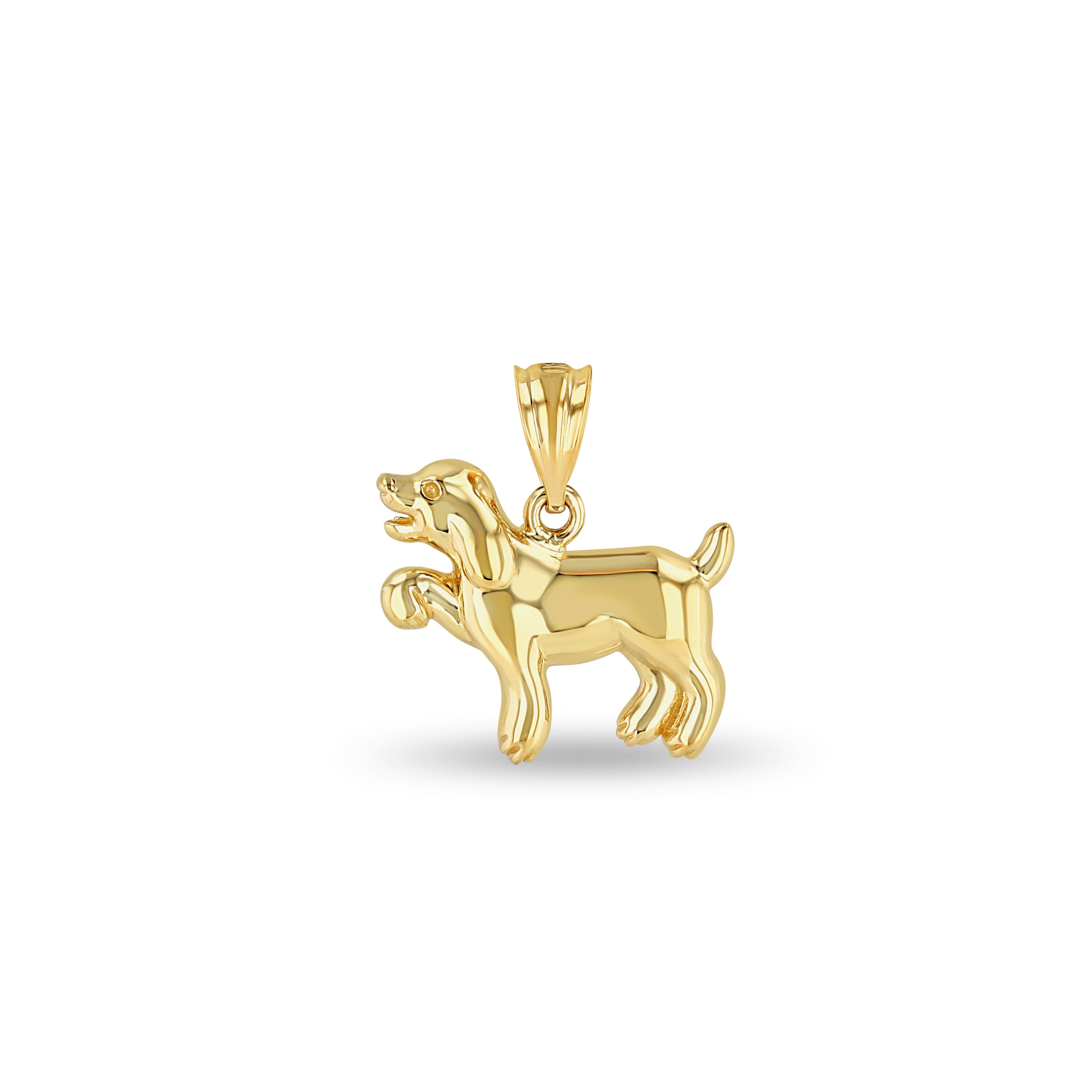 14k solid gold puppy pendant