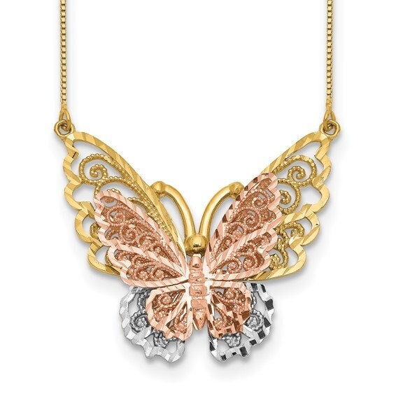 14kt. Gold Tri-color Butterfly Necklace
