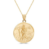 14k solid gold St Christopher Pendant on 18" chain
