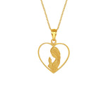 14k solid gold Praying Lady heart pendant on 18" chain