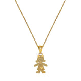 14k solid gold little girl pendant on 18" solid gold chain