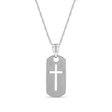14K Gold Dog Tag Cross Necklace