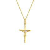 14k solid gold tiny crucifix pendant on 18" solid gold chain