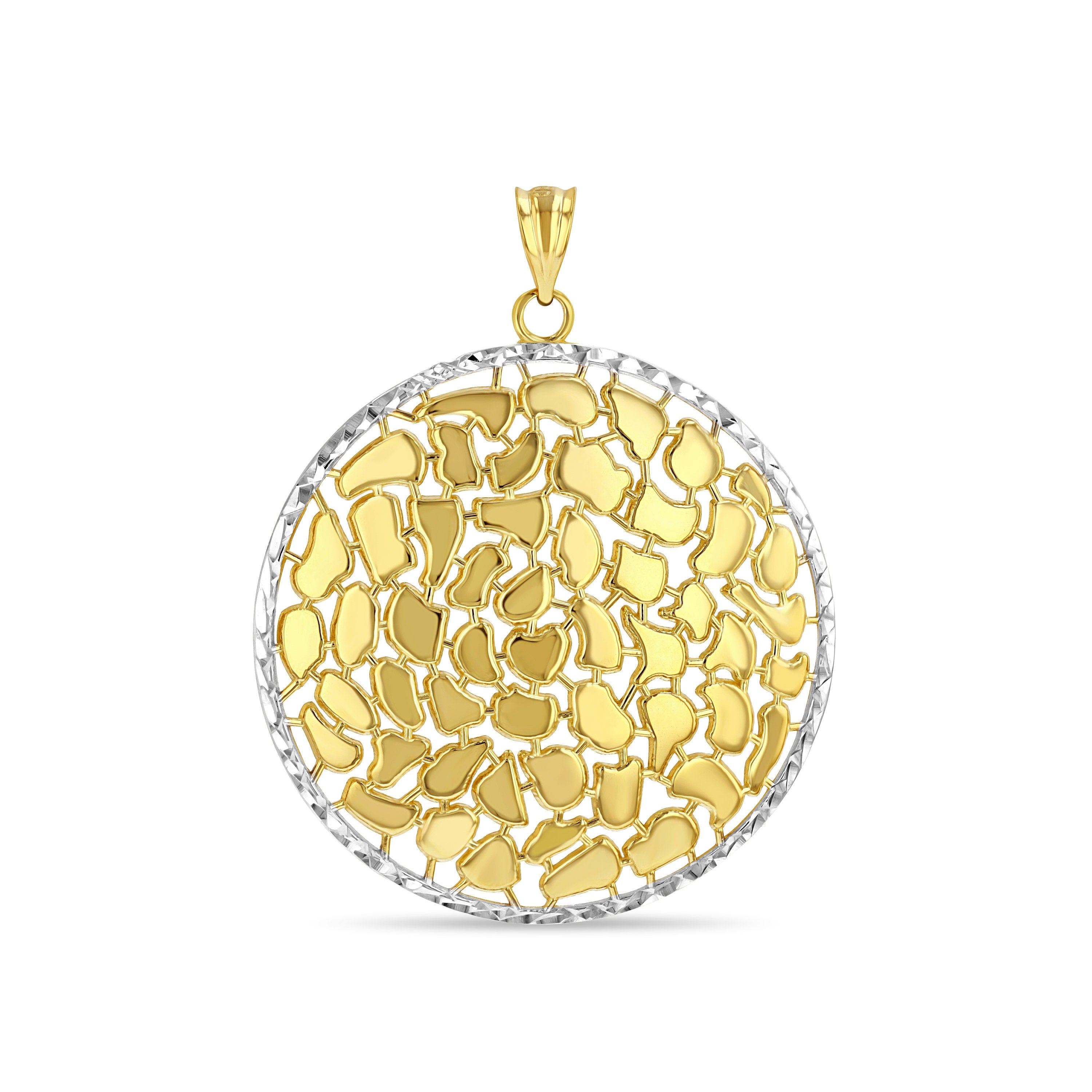 14k solid yellow gold with rhodium cheetah pendant