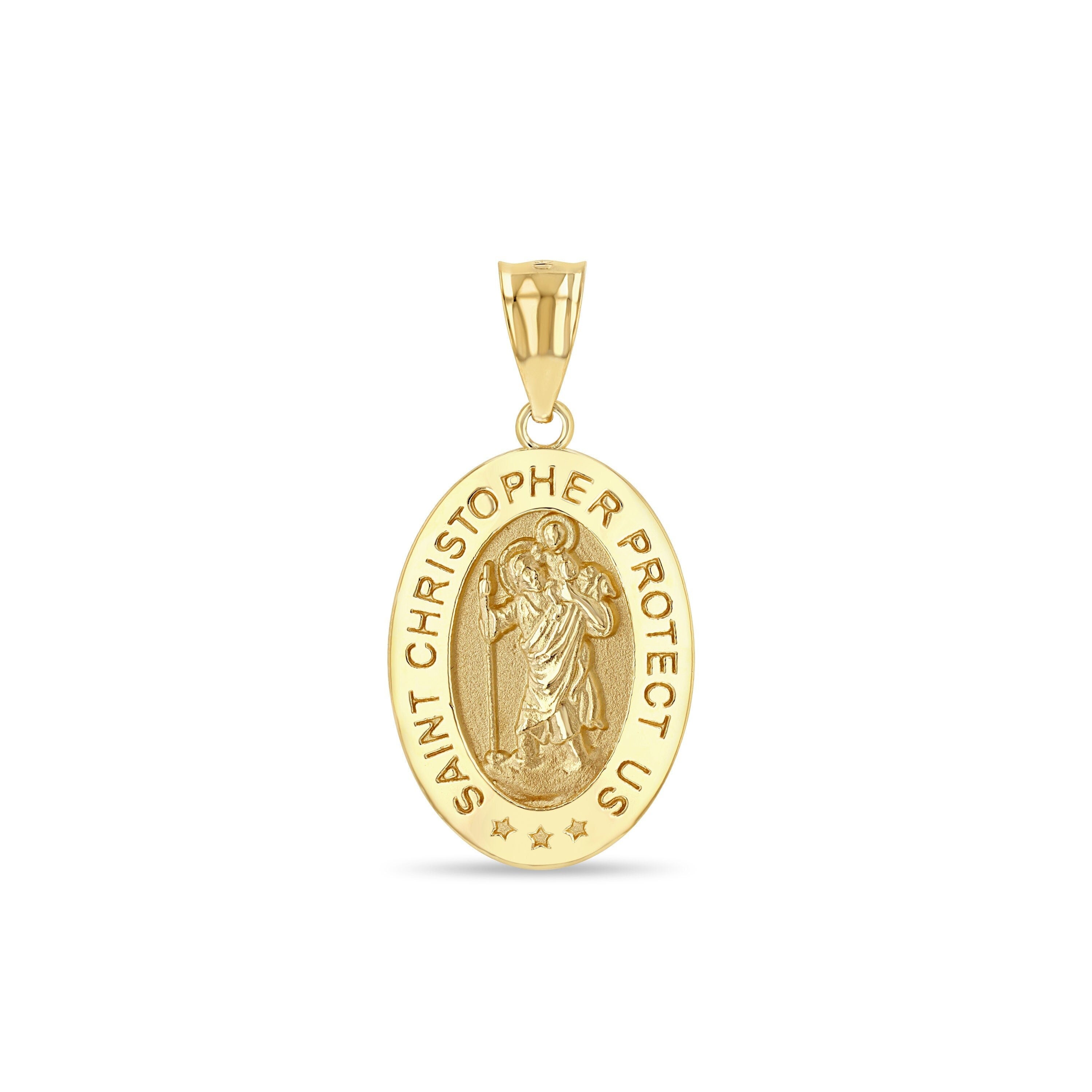 14k solid gold St. Christopher ( Protector of Children) pendant